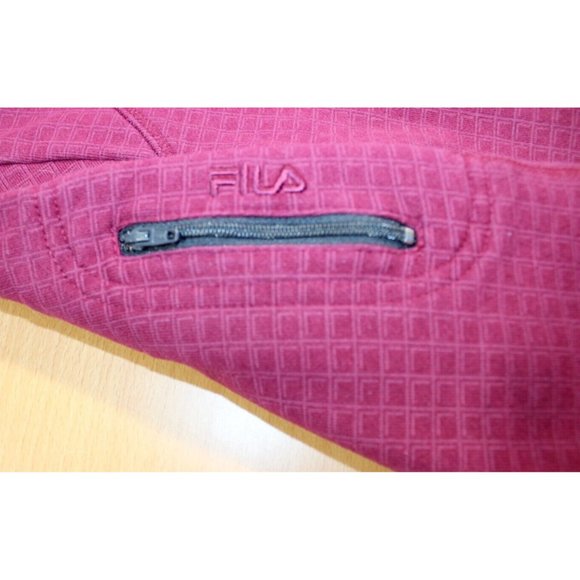 Womens Vintage 80s 90s FILA F-Box Full Zip Jacket Small Burgundy Cotton Blend - Picture 3 of 7